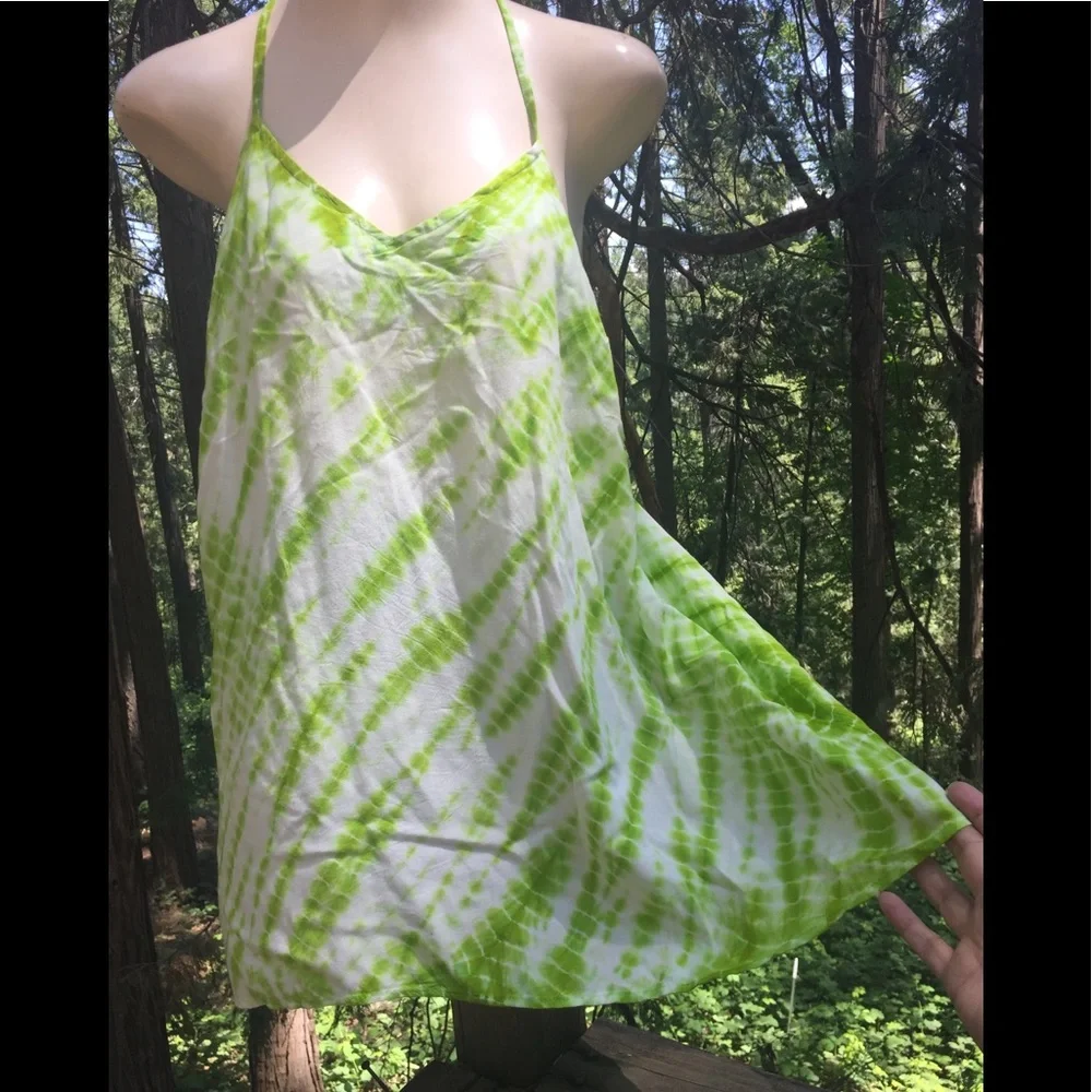 Ashley Stewart lime  green and white tie dyed tunic  mini dress - Picture 11 of 11